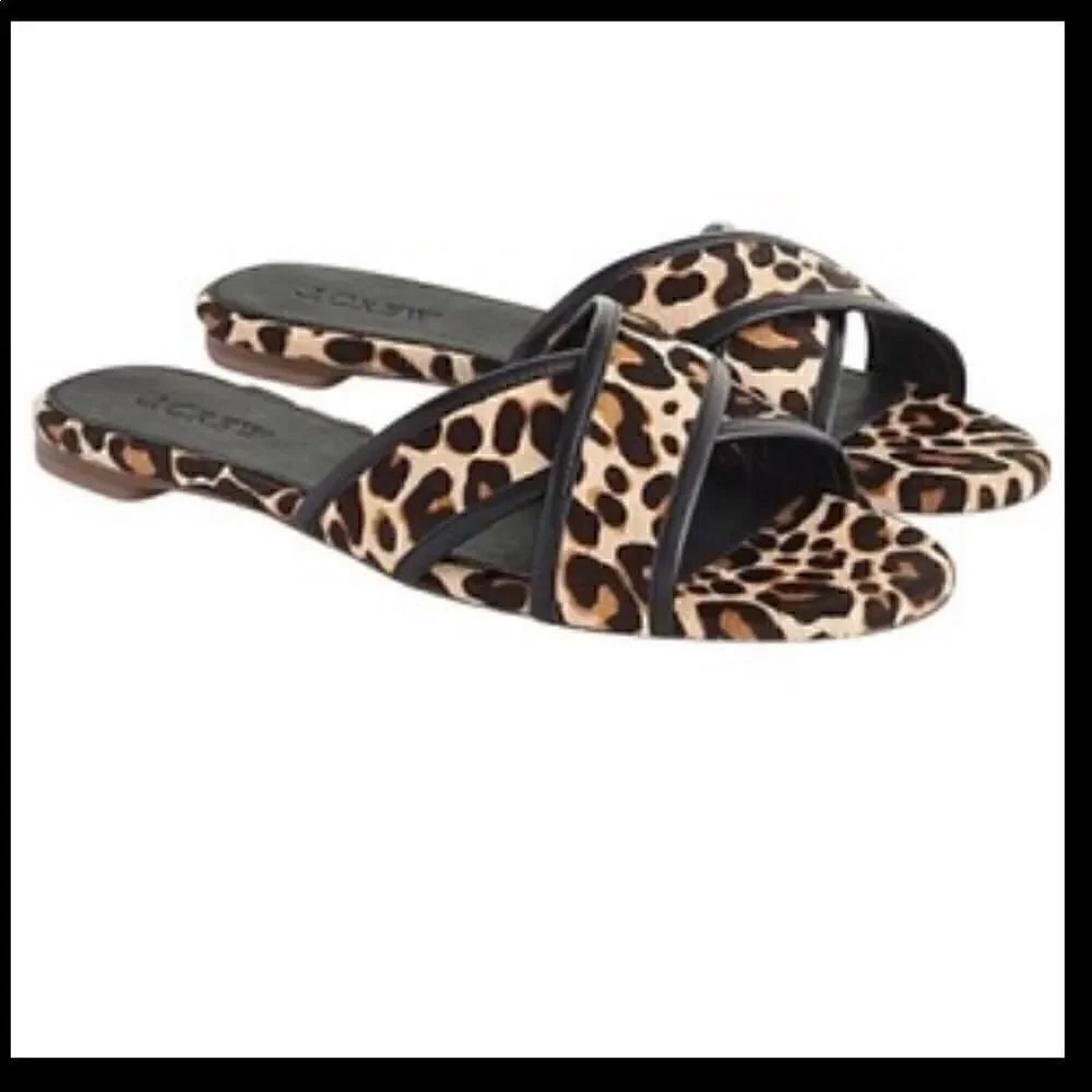 J. Crew | Cora Leopard Criss Cross  Sandals | 8